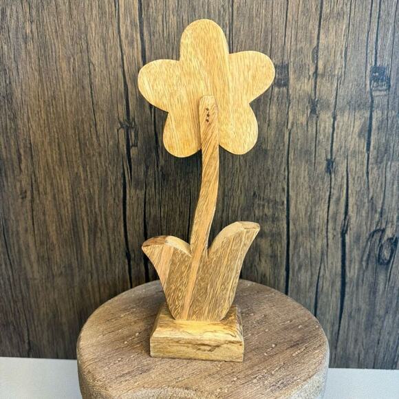 Home Decor Mango Wood Daisy Flower Sitter NEW FAST SHIP - Picture 5 of 7